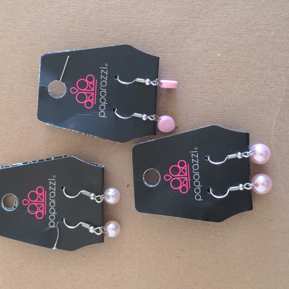 Paparazzi Dangle Earrings Set of 3 Pink Set